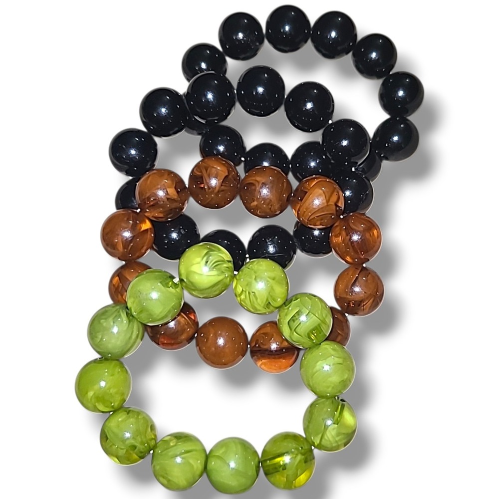 Lot of 4 Chunky Acrylic Ball Bead Stretch Bracelets